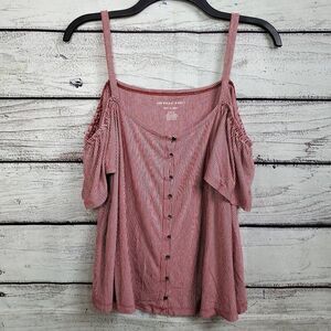 American Eagle Outfitters Red Striped Tunic Top